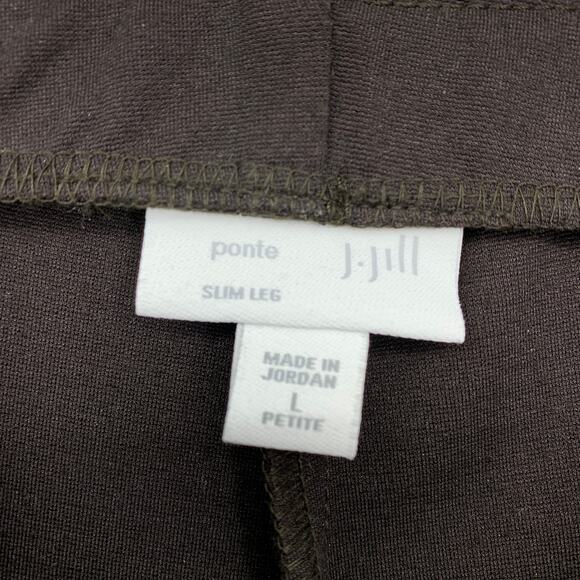 J. Jill Ponte Slim Leg Pants Womens Size LP Brown Pull On Elastic Waist - Picture 5 of 6
